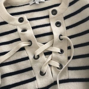 Madewell striped lace front sweater